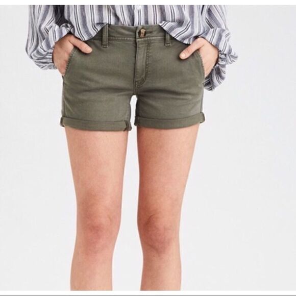American Eagle Olive Green Midi Shorts Size 00 - Picture 6 of 8